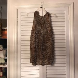 Leopard silky sleeveless blouse size large